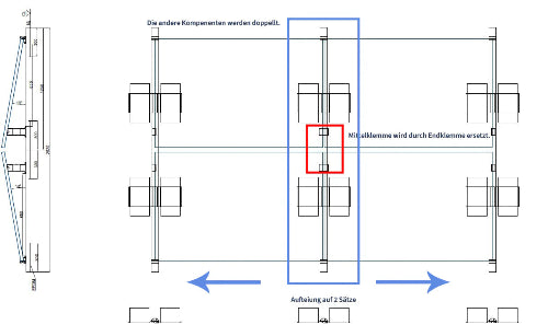 Halterung für Flachdach (Süd oder Ost/West-Ausrichtung 10°) (Opt. 3)
